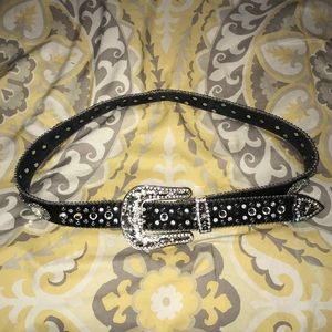 Black Leather Bling Belt